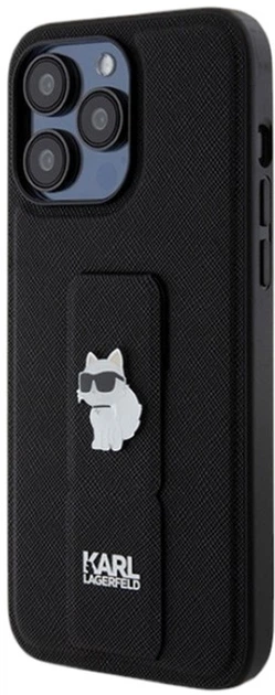 Etui Karl Lagerfeld Gripstand Saffiano Choupette Pin do Apple iPhone 13/13 Pro Black (KLHCP13LGSACHPK) - obraz 2