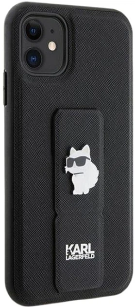 Etui Karl Lagerfeld Gripstand Saffiano Choupette Pin do Apple iPhone 11/Xr Black (KLHCN61GSACHPK) - obraz 4