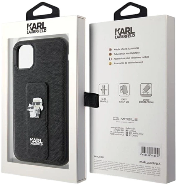 Панель Karl Lagerfeld Gripstand Saffiano Karl&Choupette Pin для Apple iPhone 15 Plus/14 Plus Black (KLHCP15MGSAKCPK) - зображення 8