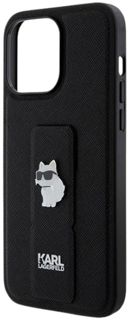 Etui Karl Lagerfeld Gripstand Saffiano Choupette Pin do Apple iPhone 13/13 Pro Black (KLHCP13LGSACHPK) - obraz 6