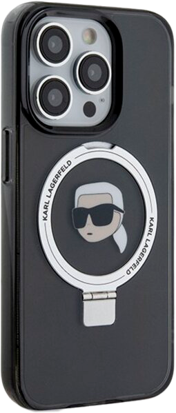 Etui Karl Lagerfeld Ring Stand Karl Head MagSafe do Apple iPhone 15 Pro Black (KLHMP15LHMRSKHK) - obraz 4
