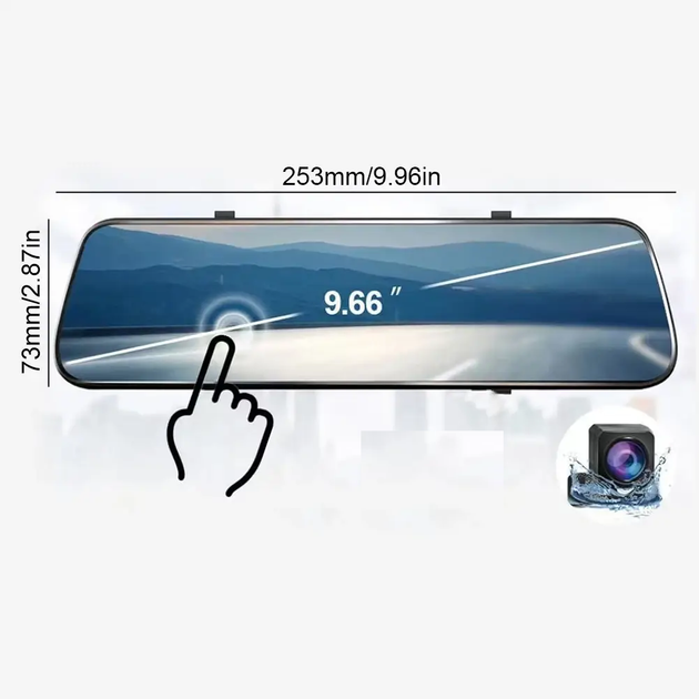 Зеркало с видеорегистратором L1056 2 камеры 10'' touch AHD HDSYR_2799 - изображение 5