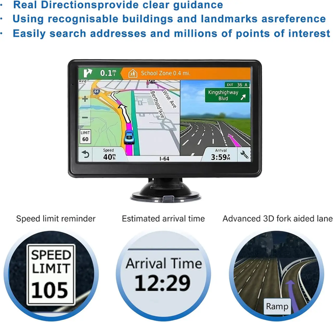 GPS навігатор No Brand 715MT 7" 256Mb 8Gb Чорний (2523513790) - зображення 4