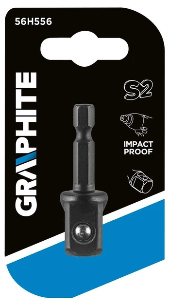Перехідник GRAPHITE, 1/4" Hex > 1/2" квадрат, ударний, сталь S2 (00124171) - изображение 2