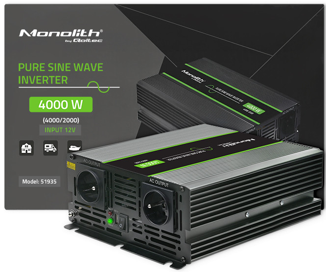 Инвертор 12 230 с чистой синусоидой 2000/4000Вт Qoltec - Фото 9 Инвертор 12 230 с чистой синусоидой 2000/4000Вт Qoltec - изображение 9