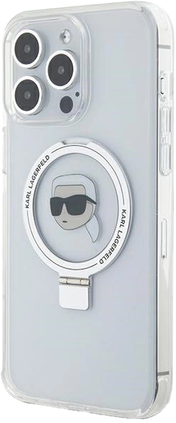 Панель Karl Lagerfeld Ring Stand Karl Head MagSafe для Apple iPhone 15 Pro White (KLHMP15LHMRSKHH) - зображення 2