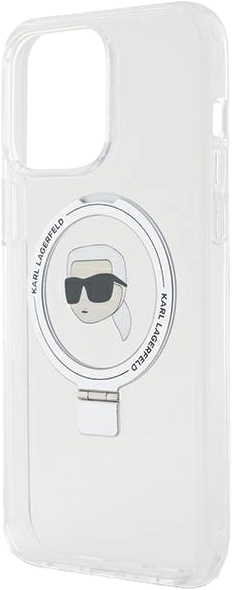 Панель Karl Lagerfeld Ring Stand Karl Head MagSafe для Apple iPhone 15 Pro White (KLHMP15LHMRSKHH) - зображення 5