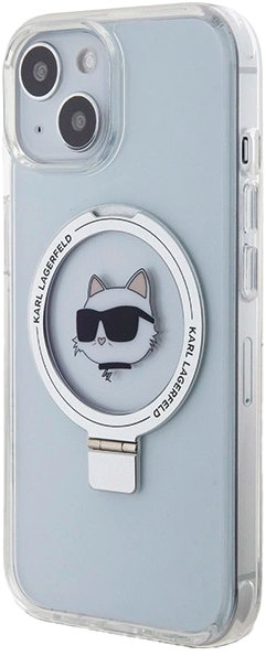 Etui Karl Lagerfeld Ring Stand Choupette Head MagSafe do Apple iPhone 15/14/13 White (KLHMP15SHMRSCHH) - obraz 1