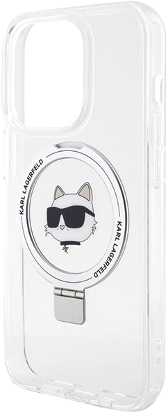 Etui Karl Lagerfeld Ring Stand Choupette Head MagSafe do Apple iPhone 15 Pro Max White (KLHMP15XHMRSCHH) - obraz 4