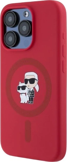 Etui plecki Karl Lagerfeld Silicone Karl&Choupette Heads Ring MagSafe do iPhone 15 Pro Red (3666339254209) - obraz 2
