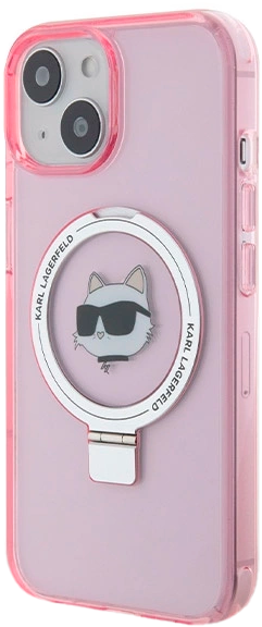 Etui Karl Lagerfeld Ring Stand Choupette Head MagSafe do Apple iPhone 15/14/13 Pink (KLHMP15SHMRSCHP) - obraz 2