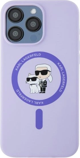 Etui plecki Karl Lagerfeld Silicone Karl&Choupette Heads Ring MagSafe do iPhone 15 Pro Max Purple (3666339254353) - obraz 3