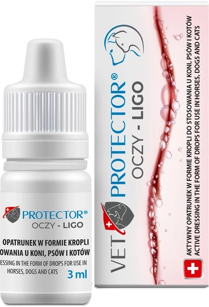 Krople-opatrunek do oczu JM Sante Pharma Vet Protector Oczy-Ligo dla psów kotów i koni 3 ml (5902596718626) - obraz 2