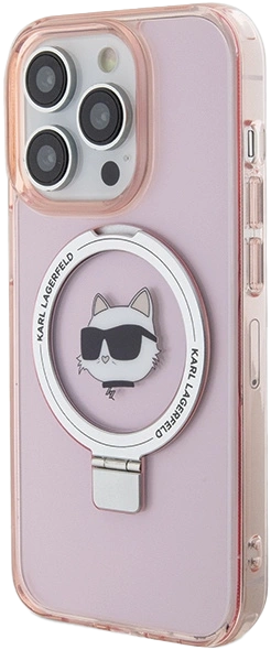 Etui Karl Lagerfeld Ring Stand Choupette Head MagSafe do Apple iPhone 15 Pro Max Pink (KLHMP15XHMRSCHP) - obraz 2