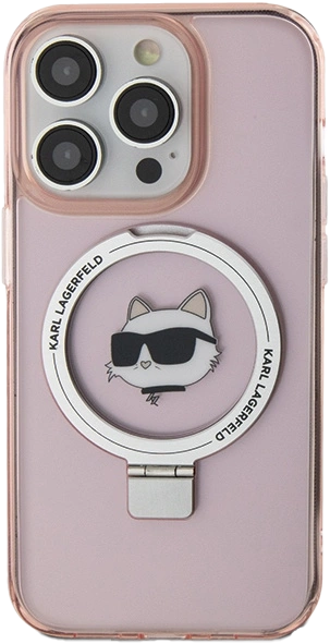 Etui Karl Lagerfeld Ring Stand Choupette Head MagSafe do Apple iPhone 15 Pro Max Pink (KLHMP15XHMRSCHP) - obraz 3