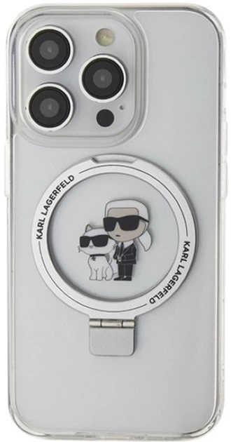 Etui Karl Lagerfeld Ring Stand Karl&Choupettte MagSafe do Apple iPhone 13 Pro White (KLHMP13LHMRSKCH) - obraz 2