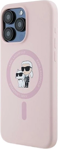 Панель Karl Lagerfeld Silicone Karl & Choupette Ring MagSafe для iPhone 15 Pro Pink (3666339254483) - зображення 2