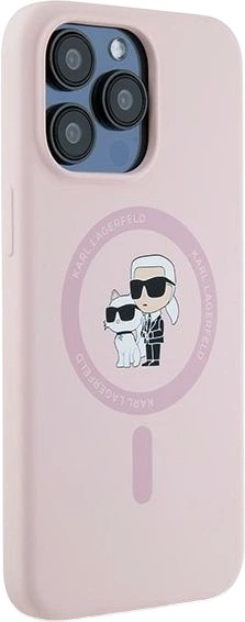 Панель Karl Lagerfeld Silicone Karl & Choupette Ring MagSafe для iPhone 15 Pro Pink (3666339254483) - зображення 4