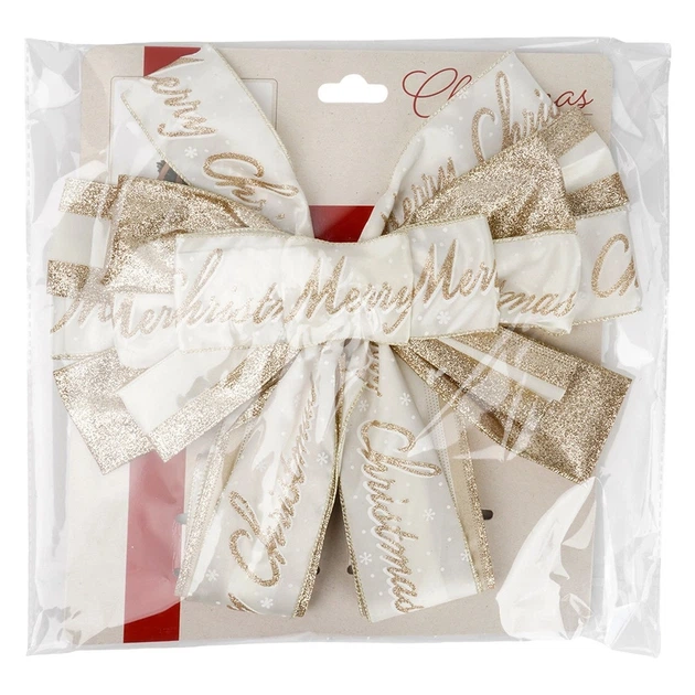 Декоративний бант Home Styling Collection 839565 на ялинку 130 x 33 см Кремова (8721037684408) - зображення 4