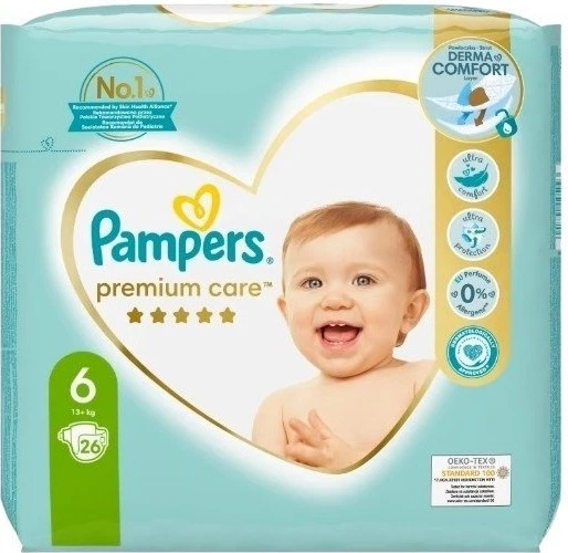 Підгузки Pampers Premium Care 6 Exlarge 13 - 18 кг 26 шт (8001841105093) - зображення 1