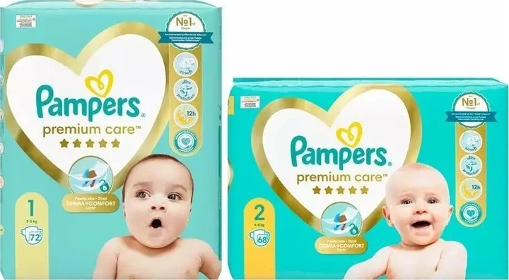Pieluchy Pampers Premium Care Mini + Newborn 140 szt (8700216179669) - obraz 1