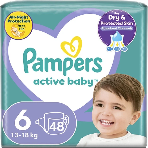 Підгузки Pampers Active Baby 6 Extra Large 13 - 18 кг 48 шт (8001090949219) - зображення 1