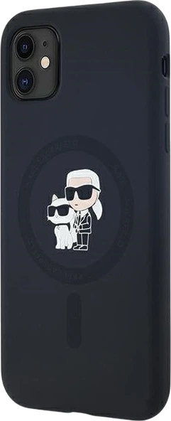 Etui plecki Karl Lagerfeld Silicone Karl & Choupette Ring MagSafe do iPhone 11 / Xr Black (3666339253943) - obraz 2