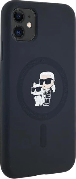 Etui plecki Karl Lagerfeld Silicone Karl & Choupette Ring MagSafe do iPhone 11 / Xr Black (3666339253943) - obraz 4