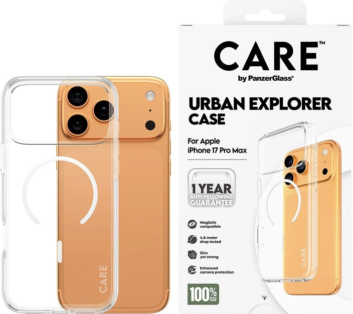 Etui plecki CARE by Panzer Glass Flagship Case Transparent Urban Explorer w. White MagSafe do Apple iPhone 17 Pro Max (CR48537) - obraz 3
