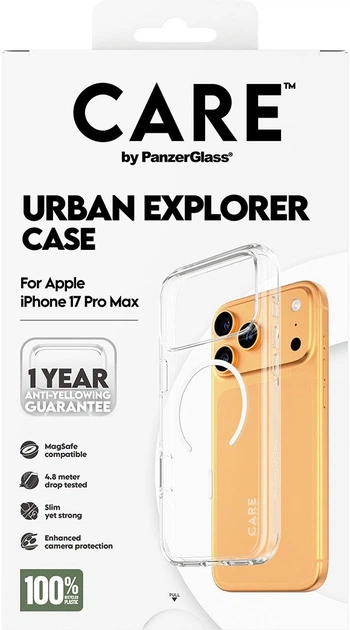 Etui plecki CARE by Panzer Glass Flagship Case Transparent Urban Explorer w. White MagSafe do Apple iPhone 17 Pro Max (CR48537) - obraz 5