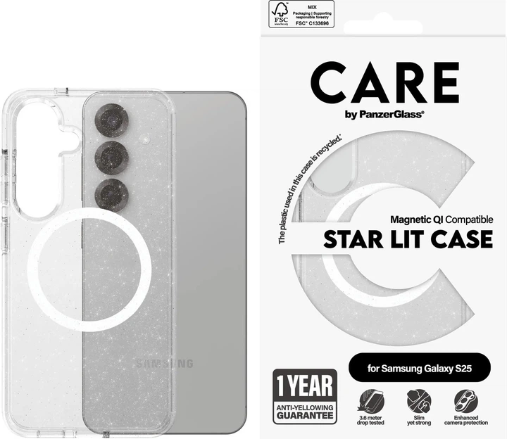 Панель CARE by Panzer Glass Flagship Case Urban Combat Star Lit Magnetic Qi для Samsung Galaxy S25 Transparent-White (CRRFSWQG38388) - зображення 3