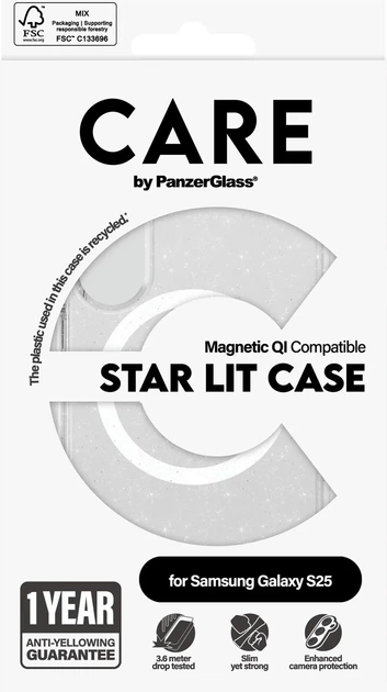 Панель CARE by Panzer Glass Flagship Case Urban Combat Star Lit Magnetic Qi для Samsung Galaxy S25 Transparent-White (CRRFSWQG38388) - зображення 4