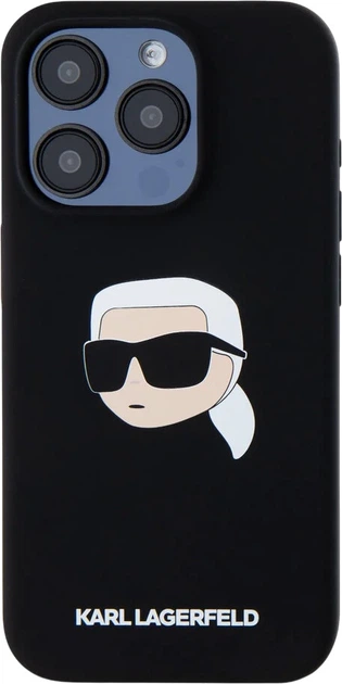 Панель Karl Lagerfeld Silicone Karl Head Print MagSafe для Apple iPhone 15 Pro Black (3666339257149) - зображення 3