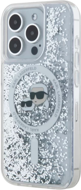 Панель Karl Lagerfeld Liquid Glitter Karl&Choupette Head Magsafe do Apple iPhone 15 Pro Transparent (KLHMP15LLGKCSGH) - зображення 2