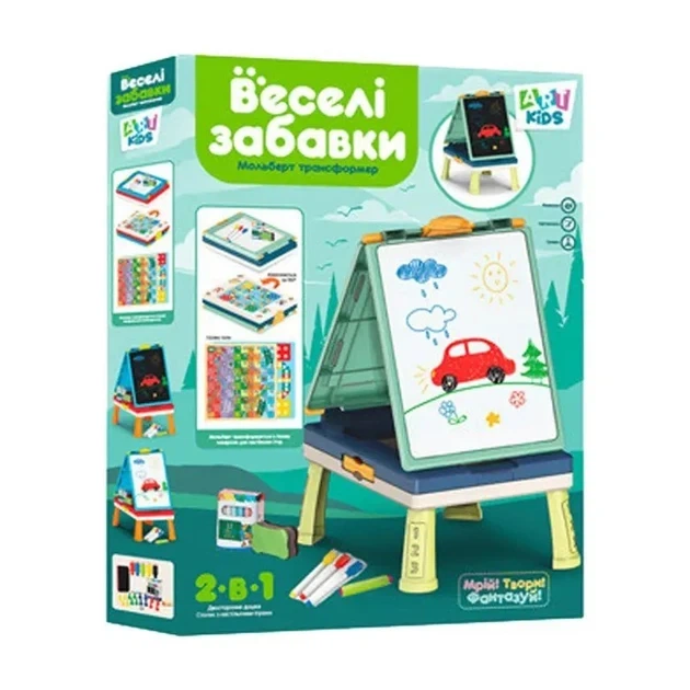 Детский двухсторонний мольберт "Веселые игрушки" Art Kids, маркер, мел, губка Зеленый - Фото 4 Детский двухсторонний мольберт "Веселые игрушки" Art Kids, маркер, мел, губка Зеленый - изображение 4