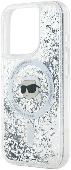 Etui Karl Lagerfeld Liquid Glitter Karl Head Magsafe do Apple iPhone 15 Pro Max Transparent (KLHMP15XLGKISGH) - obraz 6