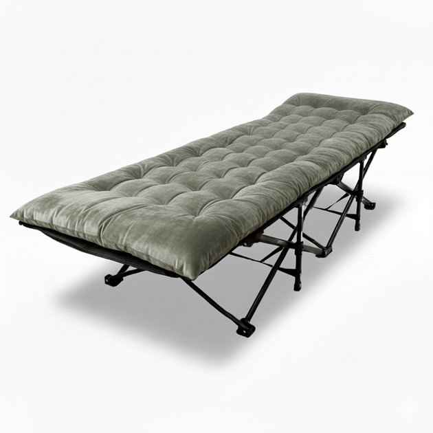 Туристическая раскладушка LEOBRO с толстым бархатным матрасом (LB-CC-L2-GRY) - Фото 4 Туристическая раскладушка LEOBRO с толстым бархатным матрасом (LB-CC-L2-GRY) - изображение 4