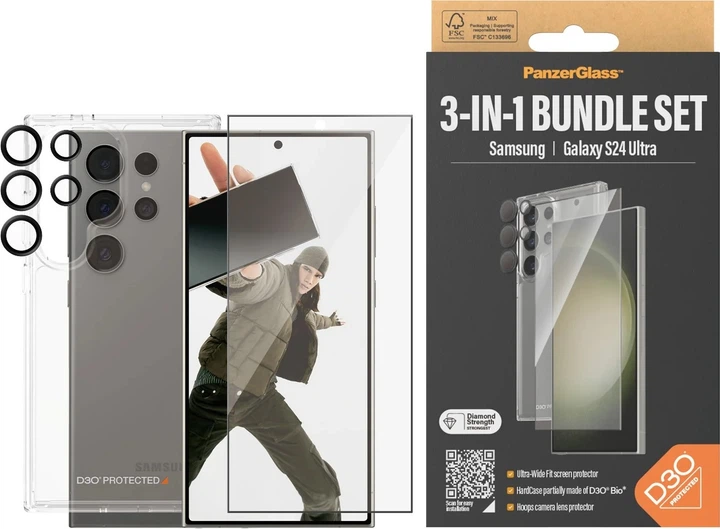 Панель Panzer Glass Bundle 3в1 для Samsung Galaxy S24 Ultra + Захисне скло Прозорий (5711724212123) - зображення 3