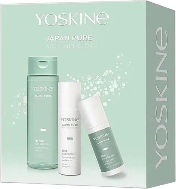 Набір для догляду за обличчям Yoskine Japan Pure Rice Infusion Сироватка рисова 30 мл + Крем рисовий 50 мл + Насичена есенція рисова 200 мл (5900525098269) - зображення 1