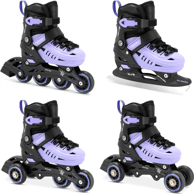 Łyżworolki regulowane 4w1 Spokey 4ONE 29-33 944622 Czarno-fioletowe (5905339446220) - obraz 2