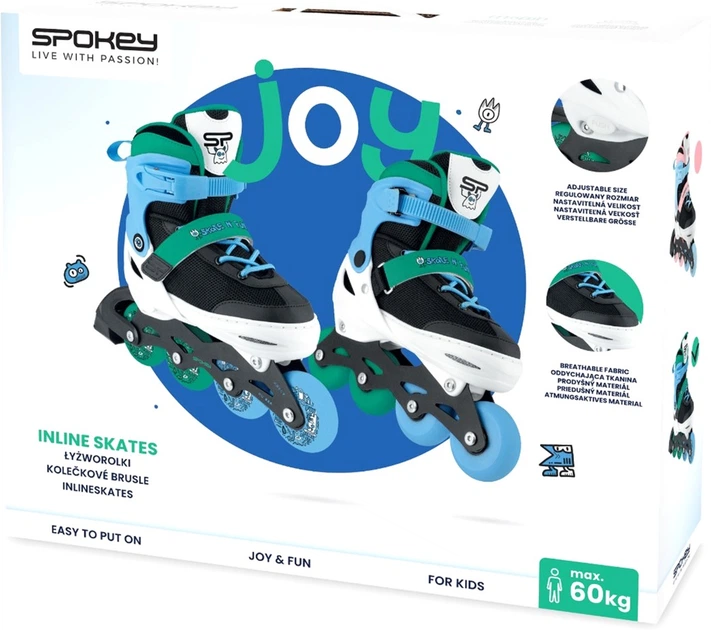 Дитячі ролики регульовані Spokey JOY 31–34 Зелено-блакитні 942276 (5905339422767) - зображення 9