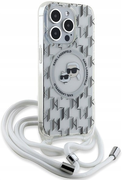 Etui Plecki Karl Lagerfeld IML Crossbody Monogram Karl & Choupette Head MagSafe do Apple iPhone 15 Pro Max Transparent (KLHMP15XHCKCKLCT) - obraz 5