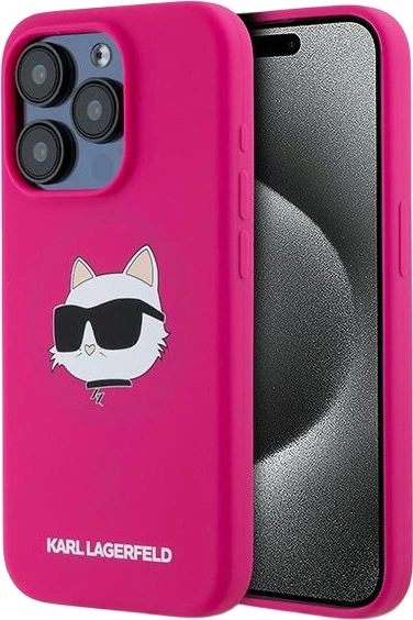Etui plecki Karl Lagerfeld Silicone Choupette Head MagSafe do Apple iPhone 15 Pro Fuchsia (3666339257422) - obraz 1