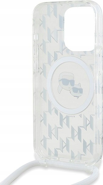 Etui Plecki Karl Lagerfeld IML Crossbody Monogram Karl & Choupette Head MagSafe do Apple iPhone 15 Pro Max Transparent (KLHMP15XHCKCKLCT) - obraz 3
