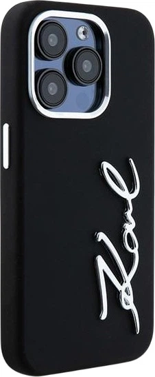 Etui plecki Karl Lagerfeld Silicone Metal Script Logo do Apple iPhone 15 Pro Black (3666339253363) - obraz 4