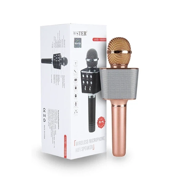 Микрофон-караоке беспроводной bluetooth WSTER WS-1688 Rose/Розовый - изображение 2