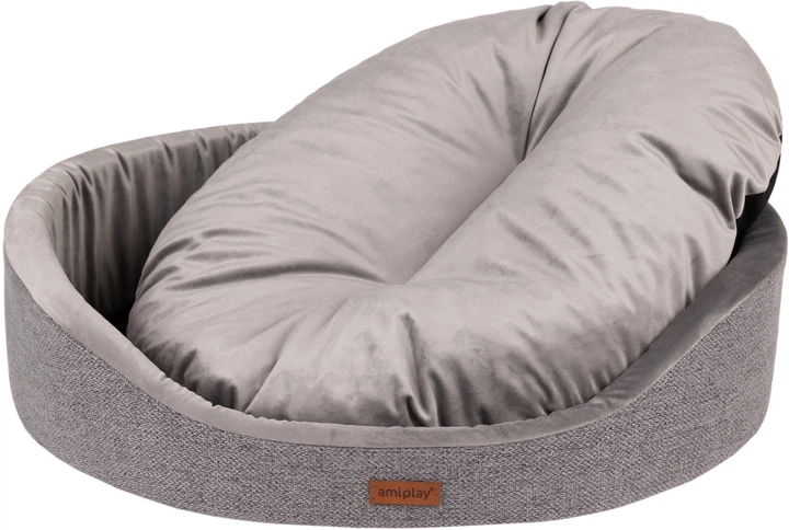 Legowisko dla psów Amiplay Siena owalne M Szare (5907563299153) - obraz 3
