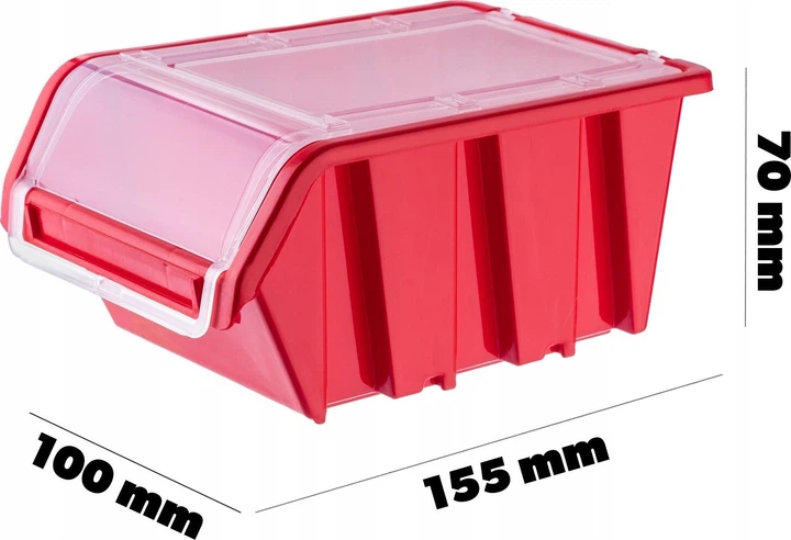 Zestaw kuwet warsztatowych z pokrywą Kadax KTR16 155 x 100 mm 20 szt. Czerwone (5903699456811) - obraz 6