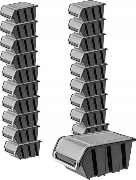 Zestaw kuwet warsztatowych z pokrywą Kadax KTR20 195 x 120 mm 20 szt. Czarne (5903699456842) - obraz 1