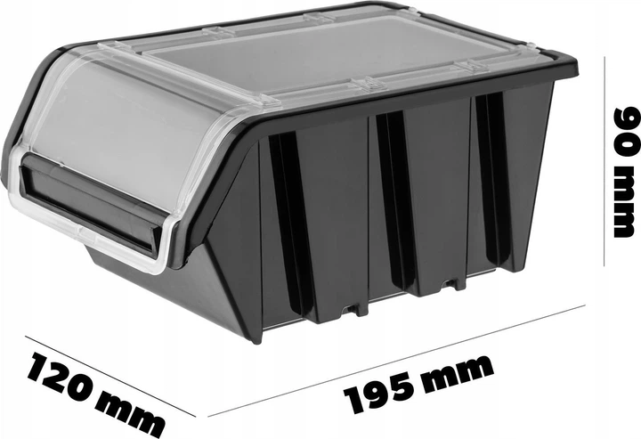 Zestaw kuwet warsztatowych z pokrywą Kadax KTR20 195 x 120 mm 20 szt. Czarne (5903699456842) - obraz 6